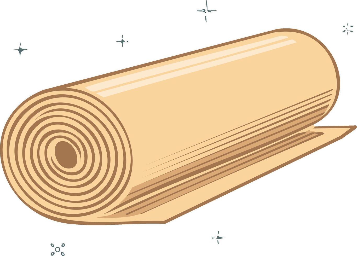 Rolled Up Sheet with Lines and Dotted Stars Simple Drawing on White vector