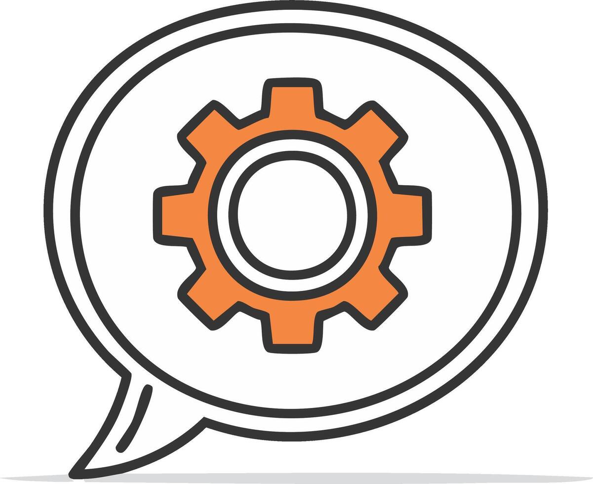 Communication bubble with cogwheel icon representing technical support or problem solving vector