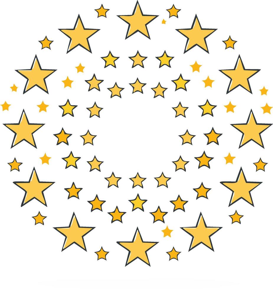 Collection of yellow stars arranged in a circular pattern against a white background vector