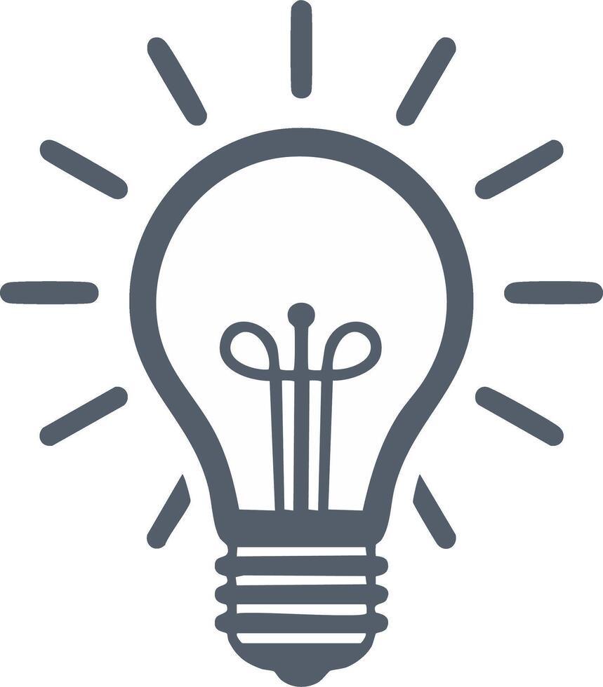 Lightbulb outline emits light rays Idea generation Simple icon Illustration vector