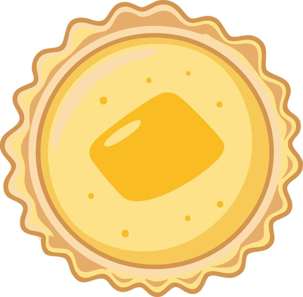 Illustration of a round pastry with a square element vector