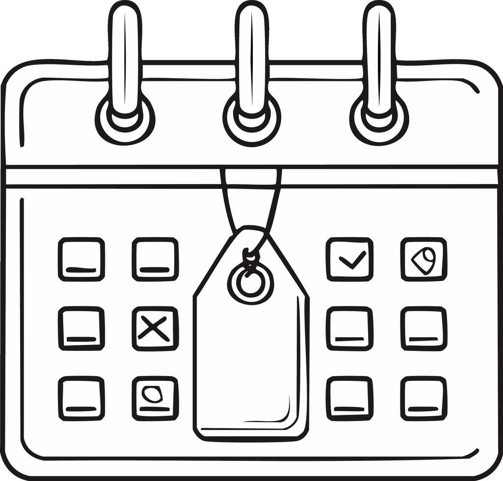 Linear illustration of calendar for planning, date reminders, scheduling and events vector