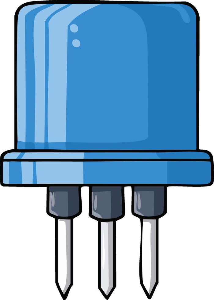 Bright Blue Electronic Sensor Component with Three Pins for Circuitry and Technology Illustration vector