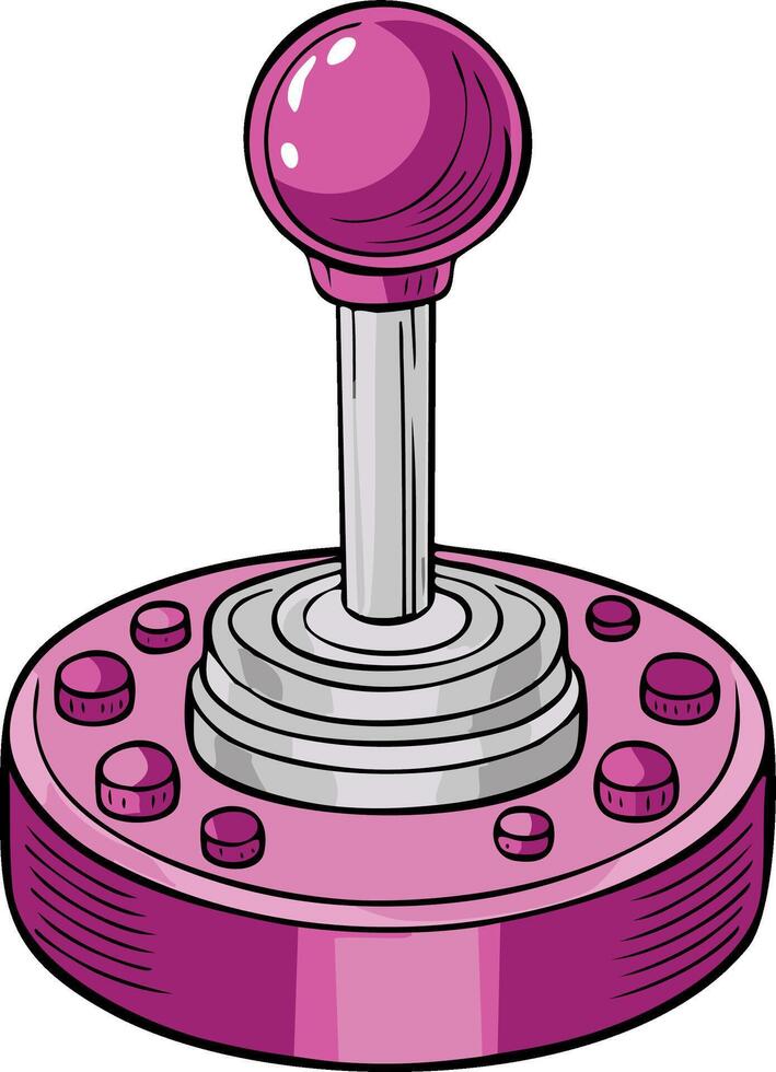 Vibrant Pink Arcade Joystick Retro Game Controller Illustration with Multiple Buttons vector