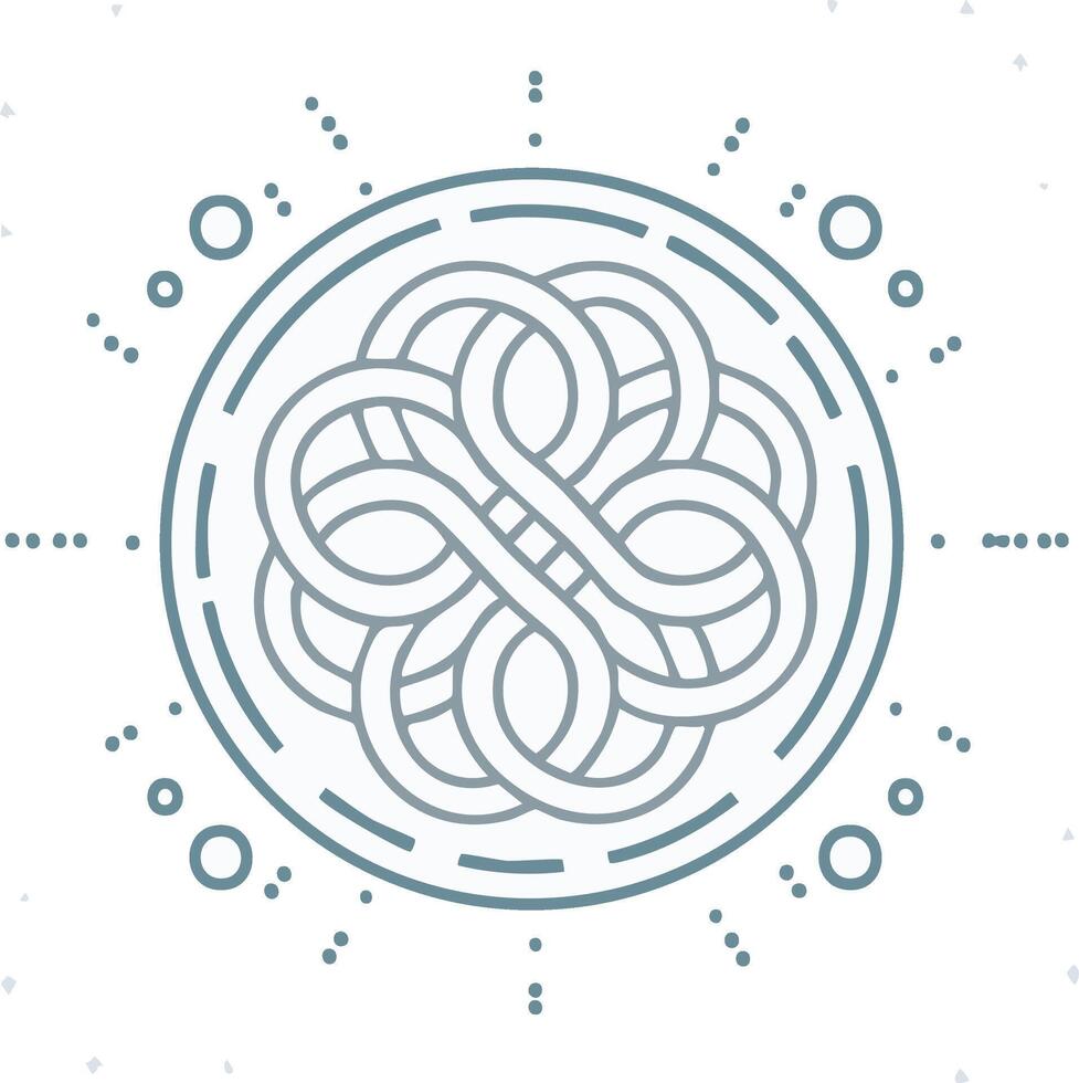 Elegant abstract intricate knot pattern in a serene circular cosmic design vector