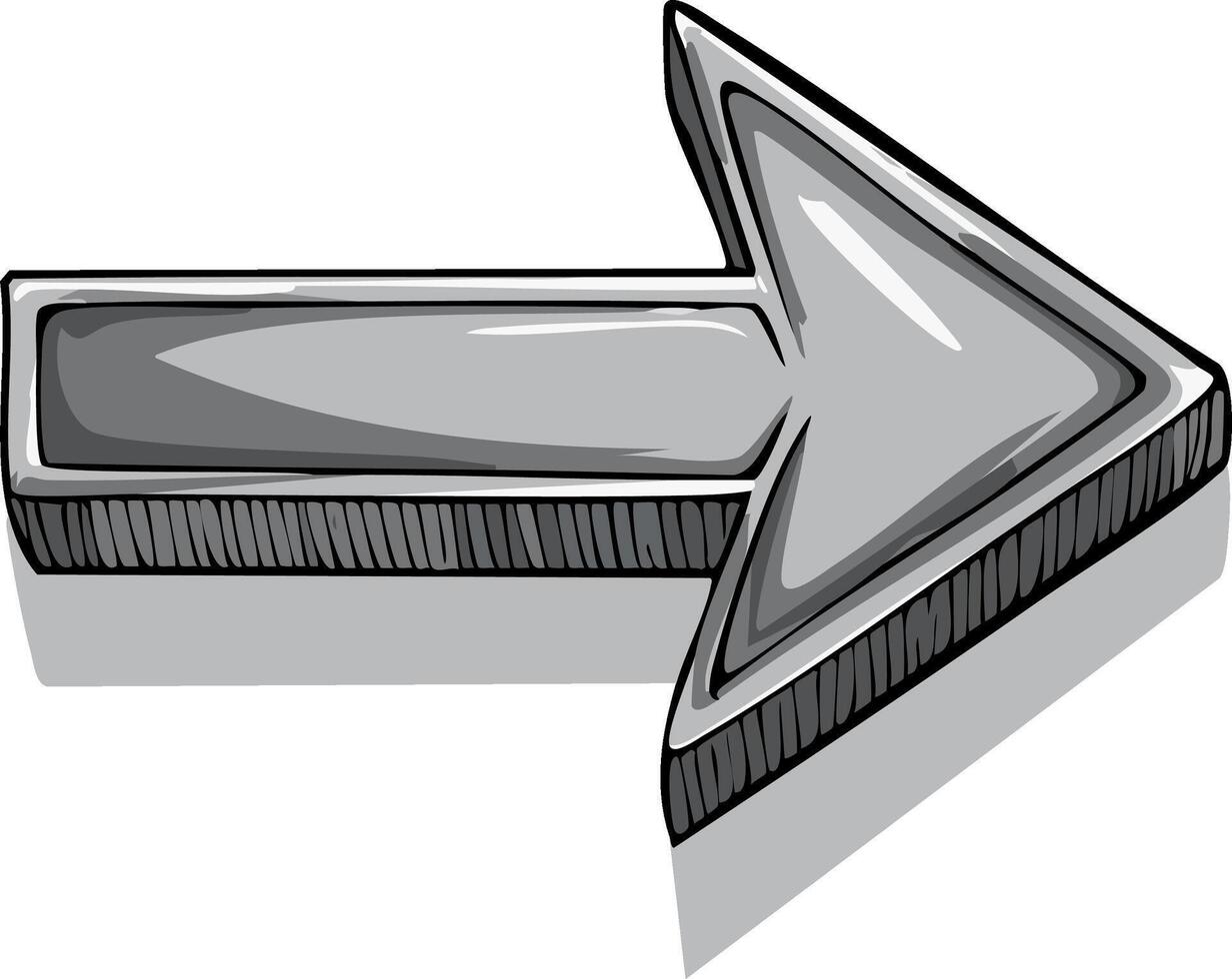 illustration of a silver arrow pointing right, directional and informational element vector