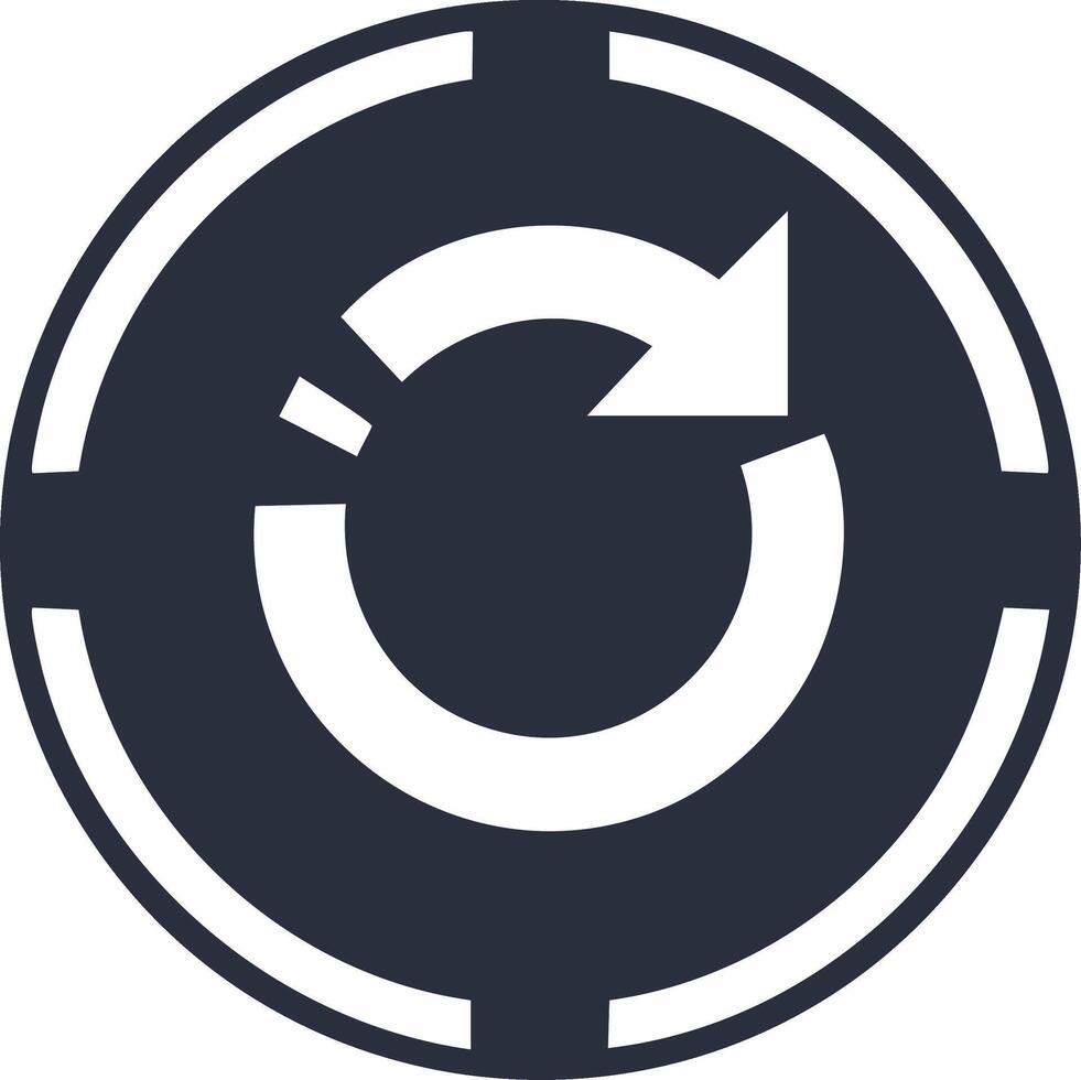 Circular arrow symbol icon for refresh, reload, update, repeat, and process concepts vector