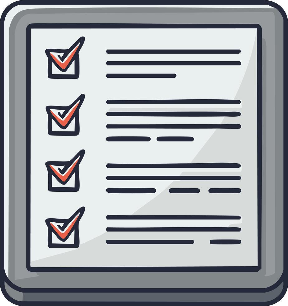 Checklist with Checkmarks and Lined Items Symbolizes Tasks, To-Do Lists, Surveys, and Compliance vector