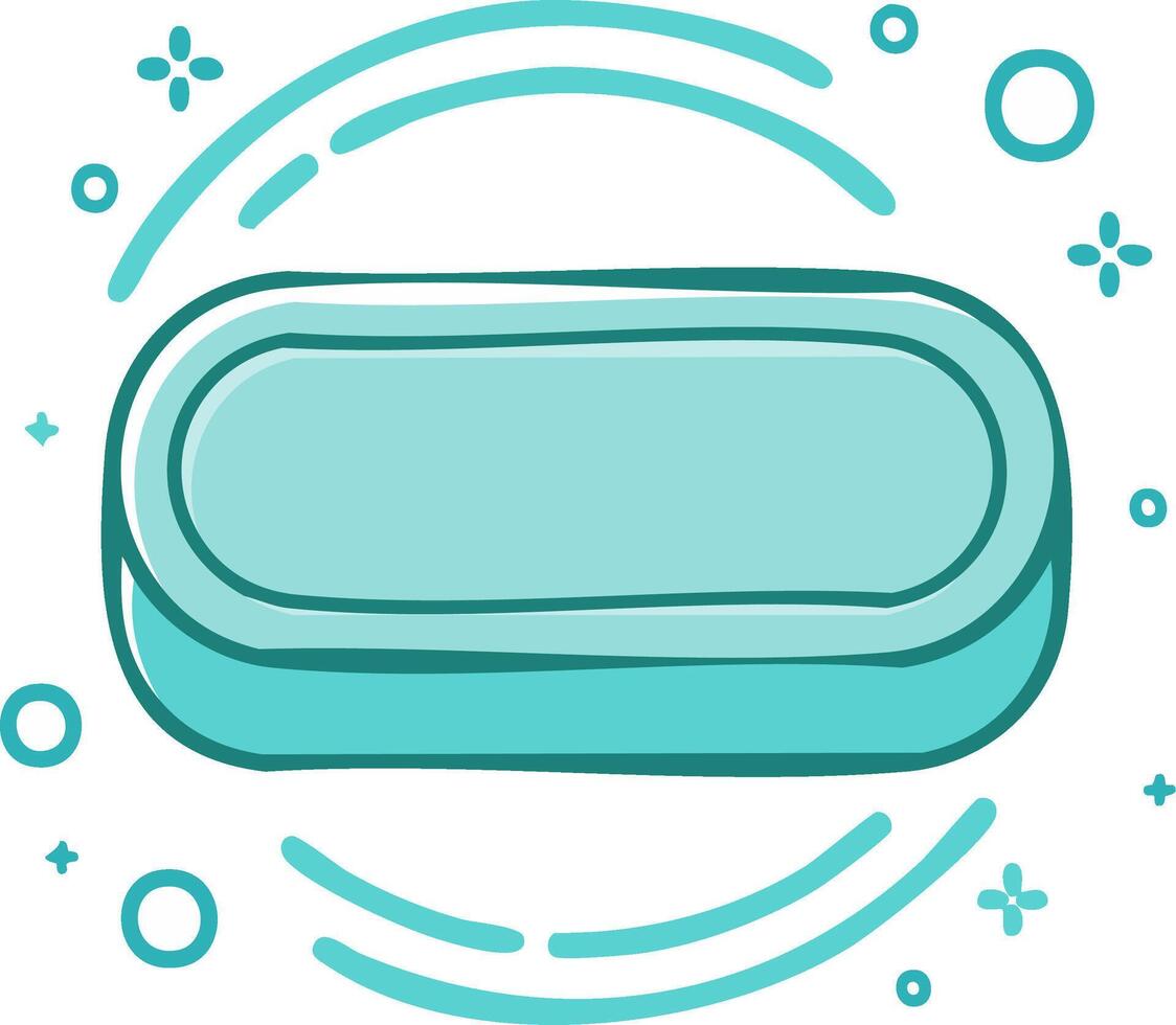 Clean aqua soap bar with sparkling bubbles and motion lines vector