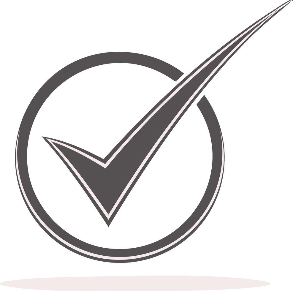 Gray Check Mark in a Circle Icon for Approval Success and Completion vector