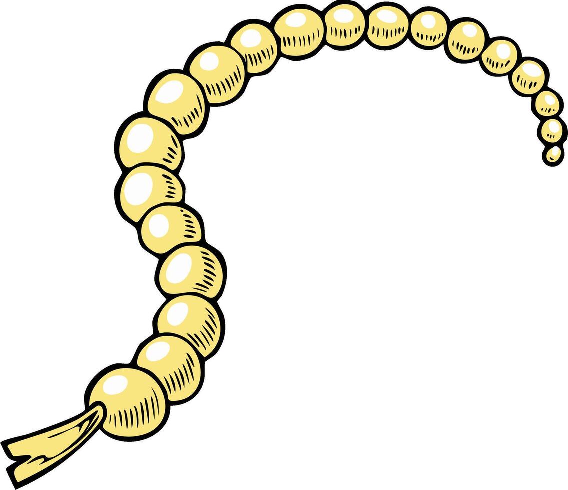 Elegant String of Yellow Pearls Illustration with Decorative Element vector