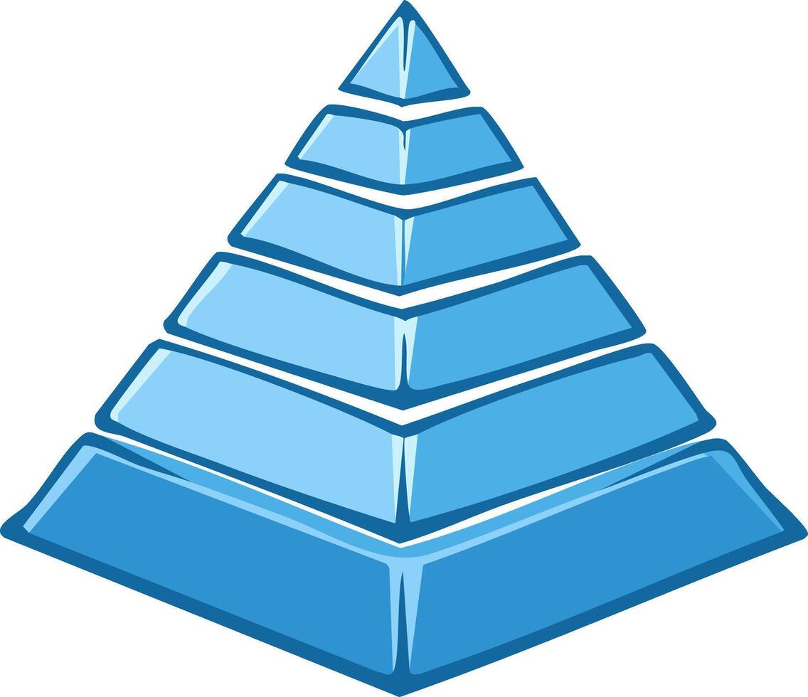 Blue Stepped Pyramid Structure Representing Business Hierarchy or Growth Model vector