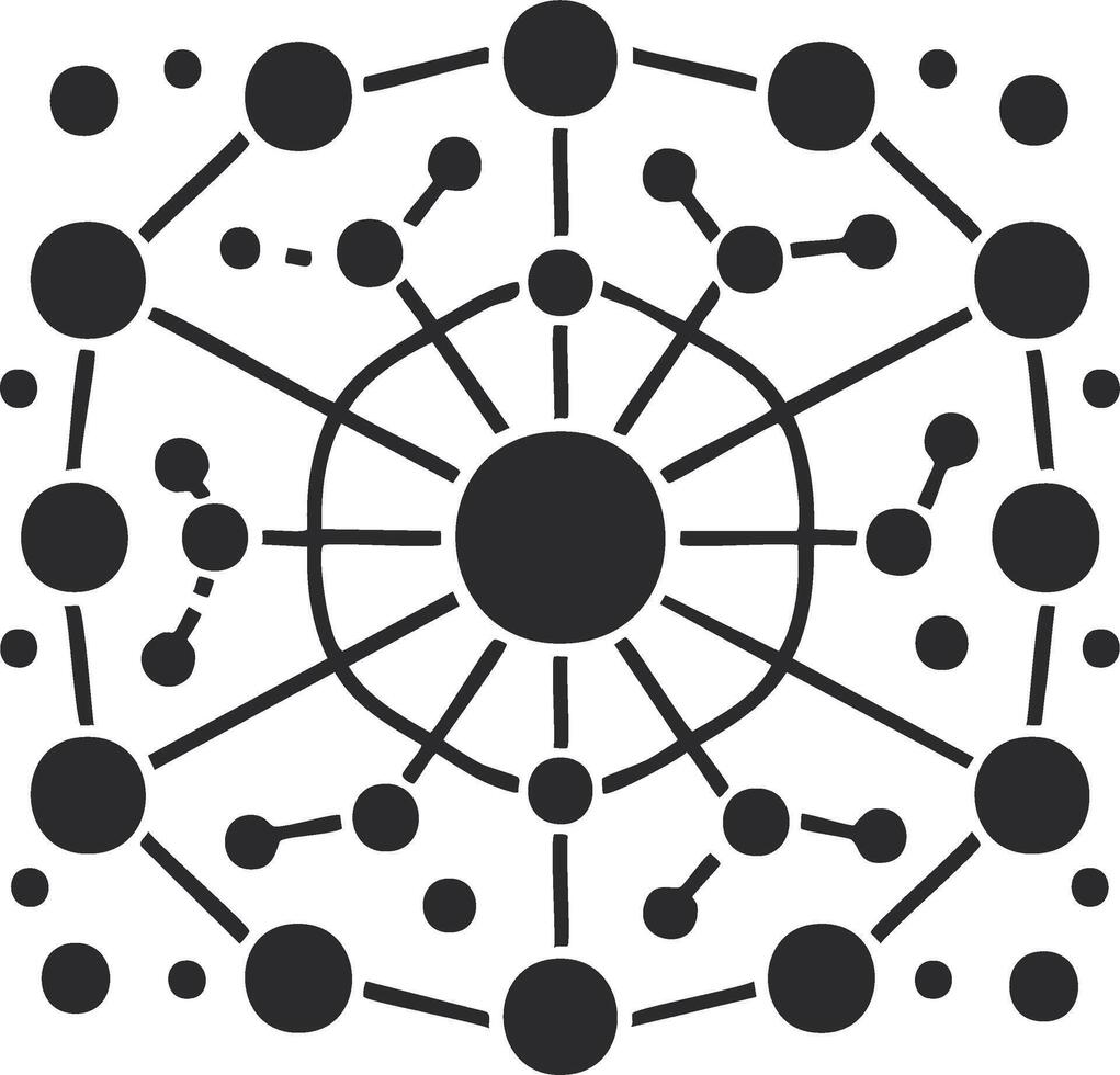 Connected circles network illustration, connectivity concept design, node and line structure graphic for background vector