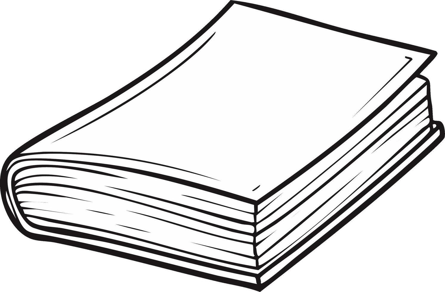Hand drawn illustration of an open blank book with many pages for text and design vector