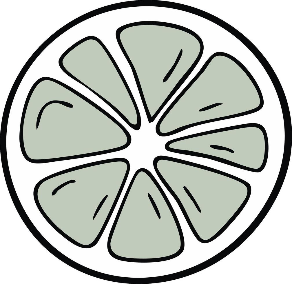 Lime Slice Graphic Green Citrus Round with Sections and Outline vector
