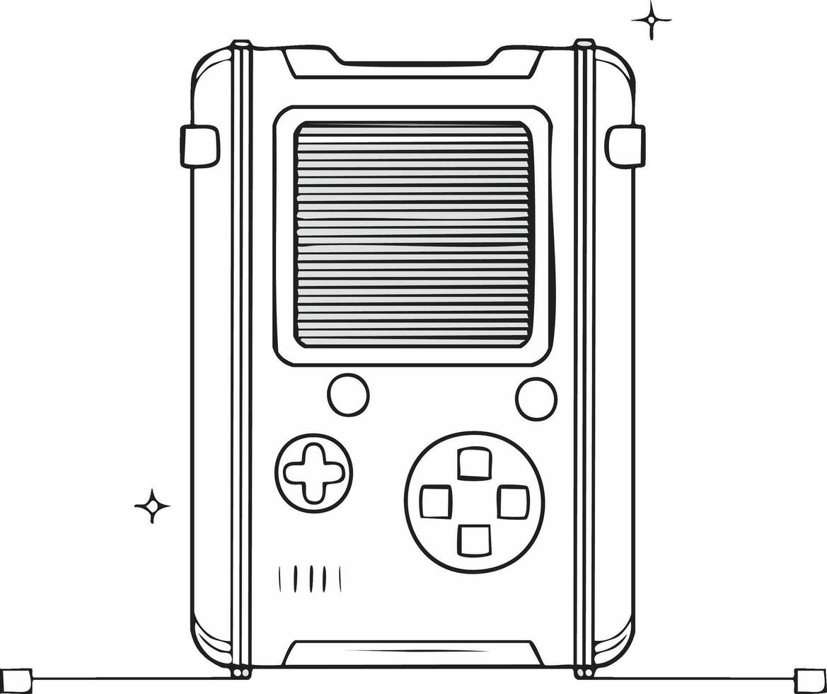 Retro handheld game console with buttons and screen illustration vector