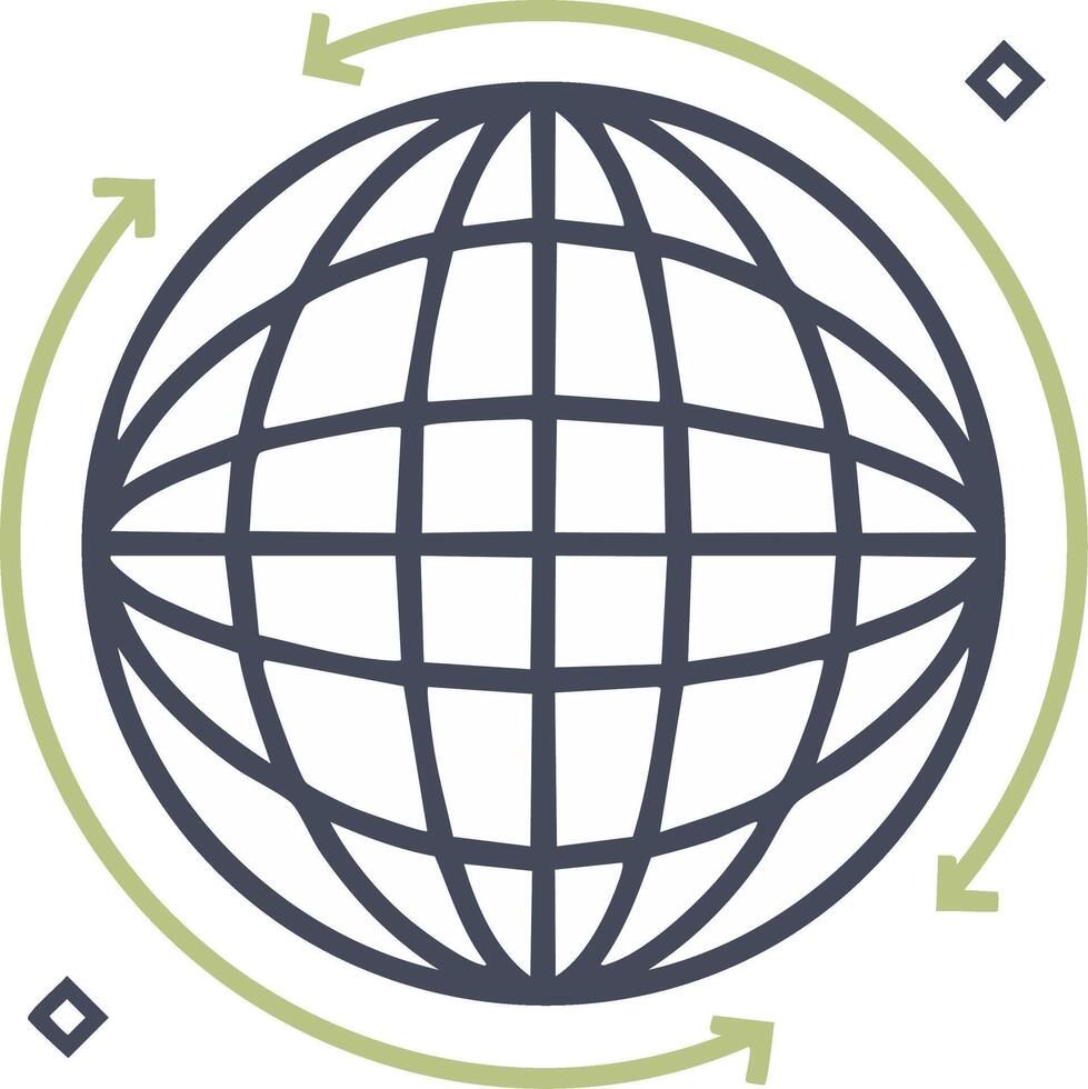 Global connection and worldwide business icon with circular arrows symbolizing logistics and communication vector
