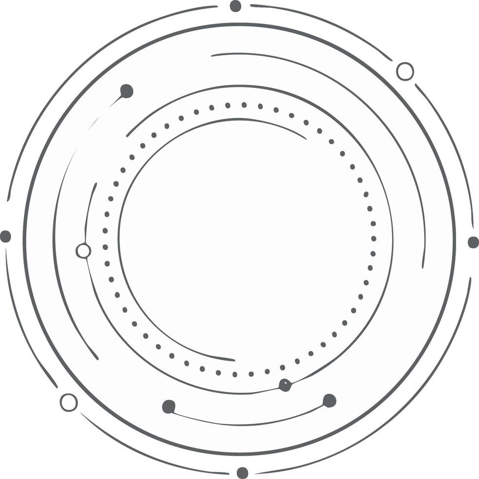Abstract Concentric Circles and Dots Forming a Digital Network Pattern vector