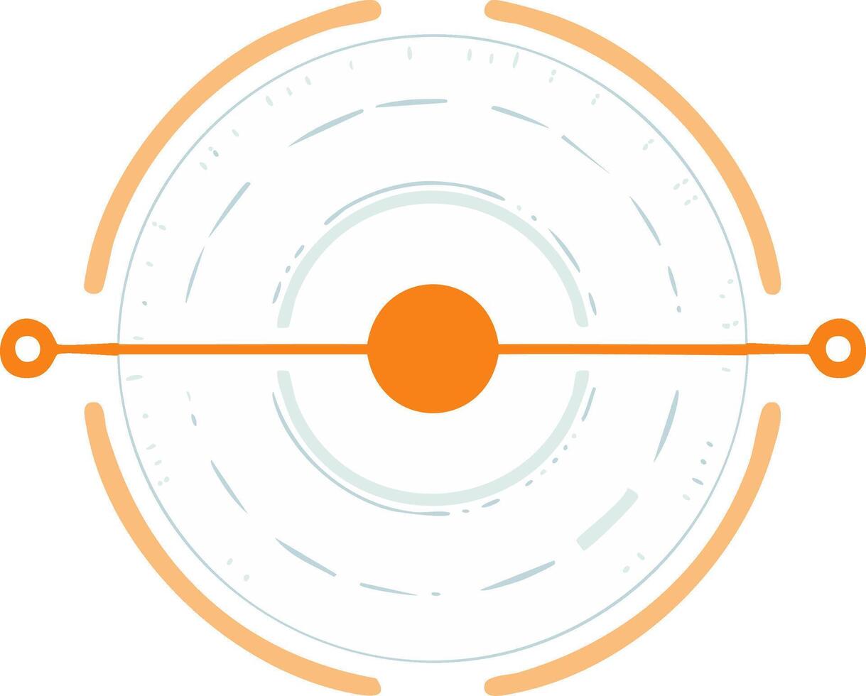 Abstract illustration of a circular shape and line connecting two circles vector