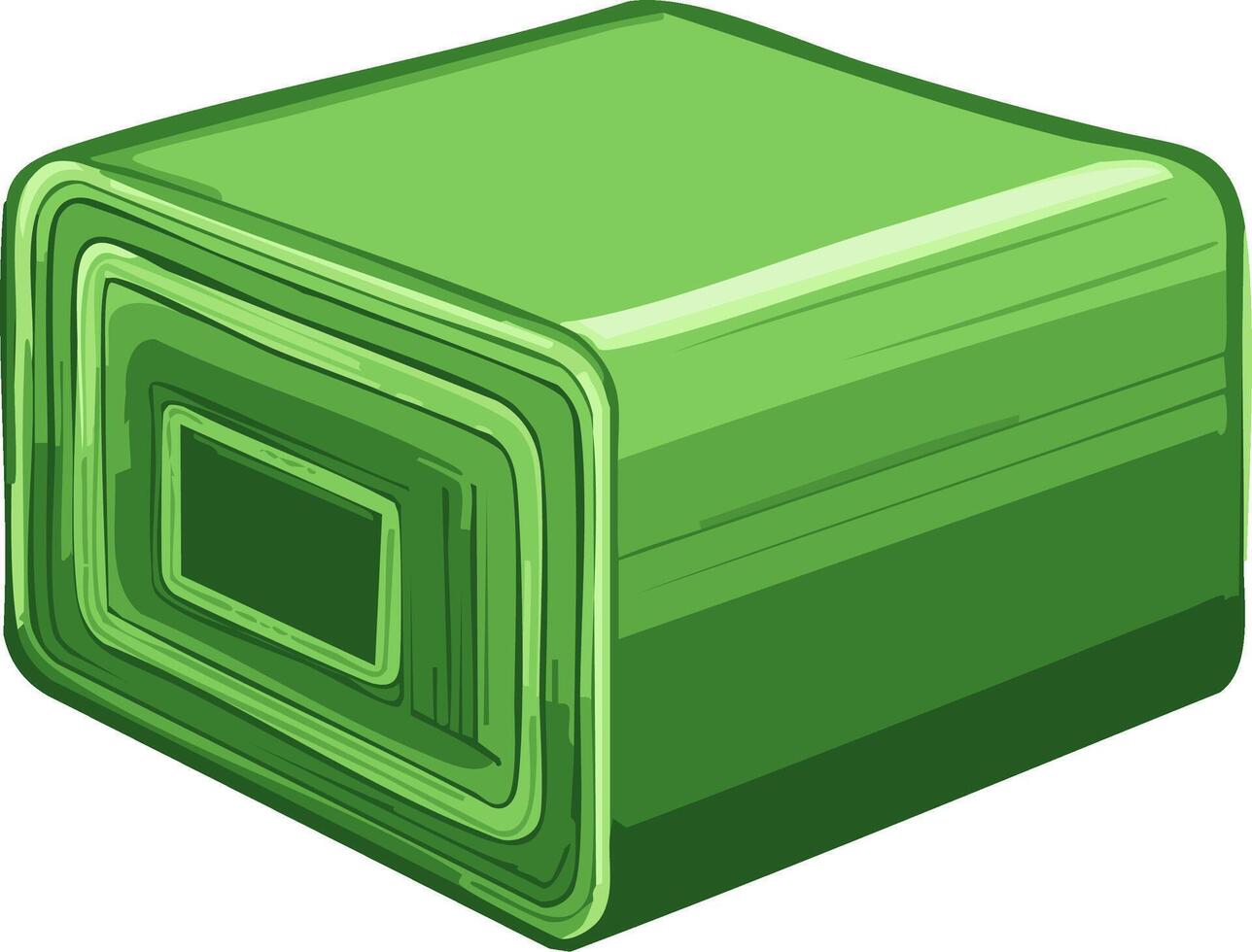 Green layered rectangular prism abstract geometric shape with rounded edges vector