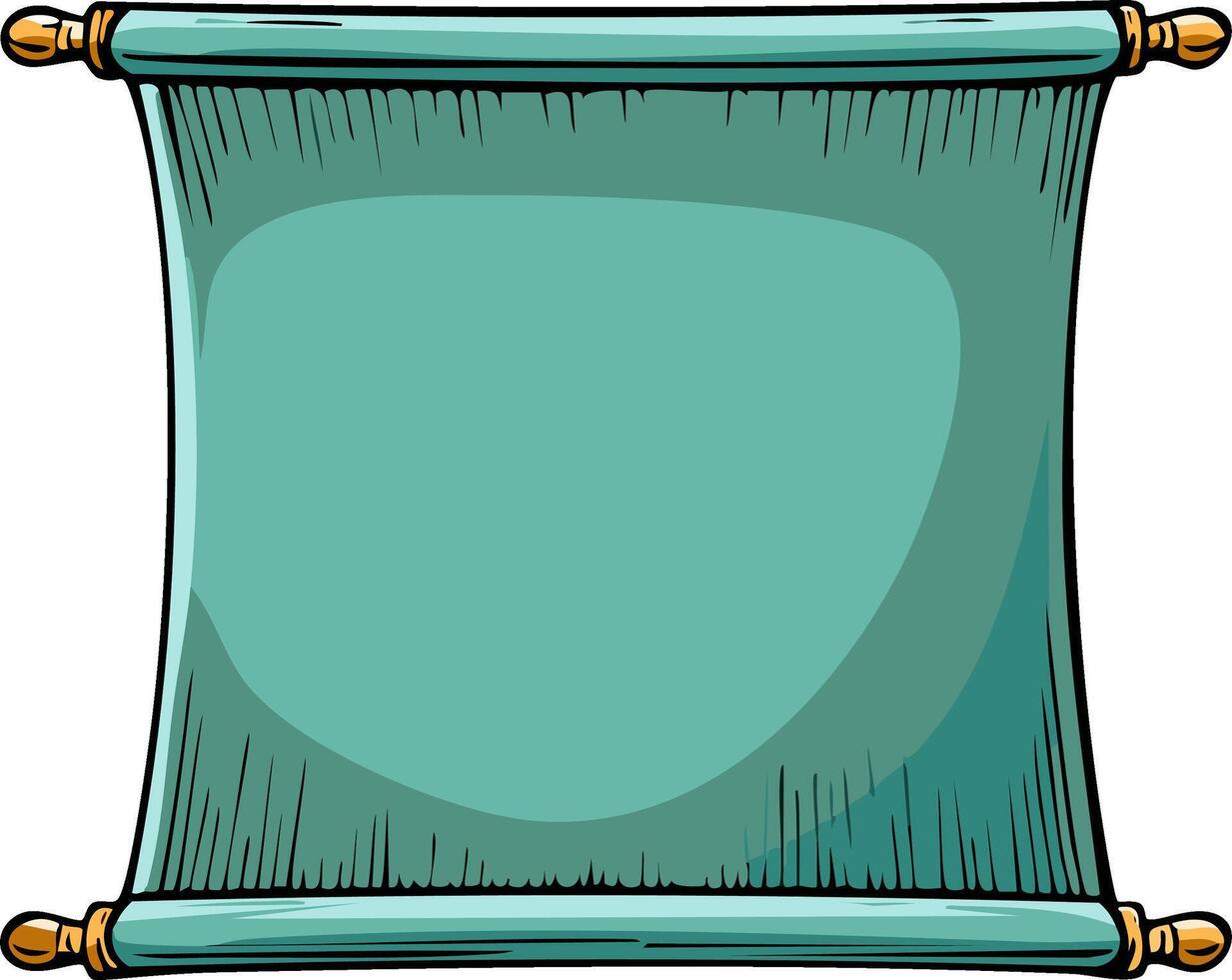 Turquoise scroll with golden rollers blank for text vector