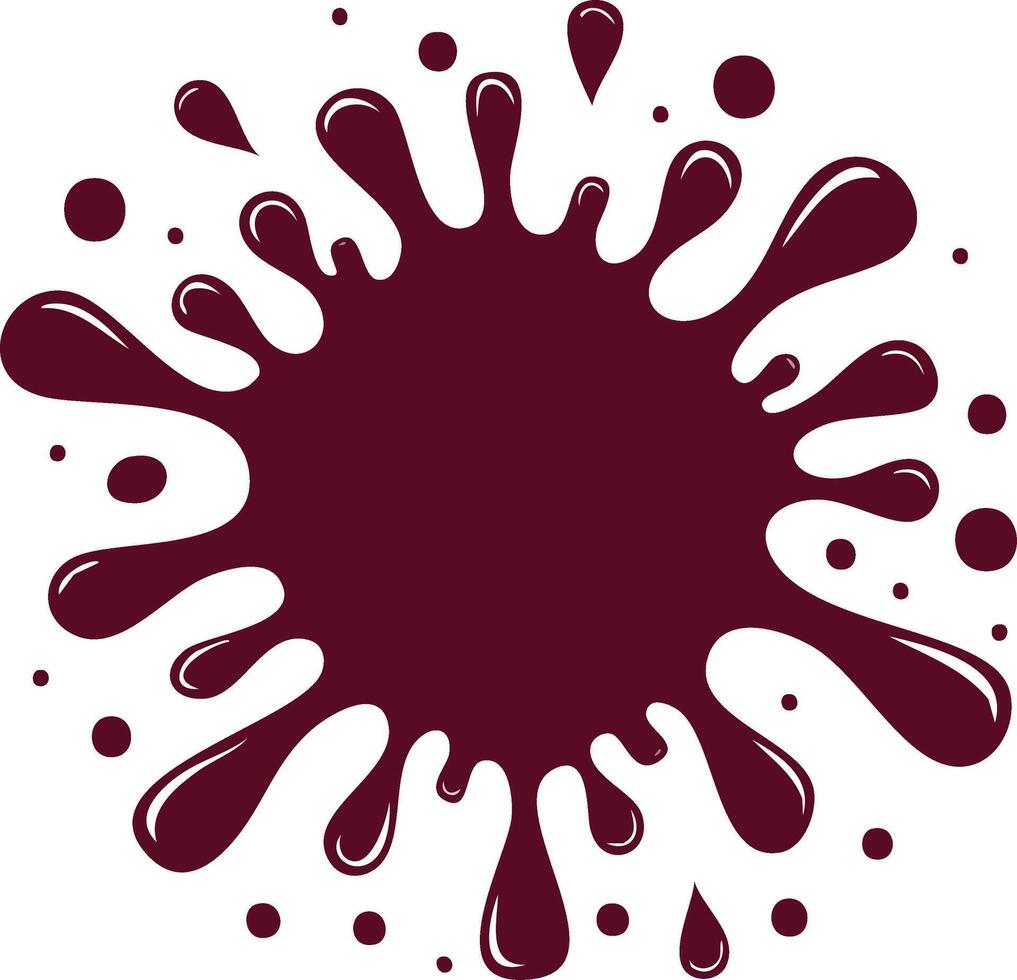 Vibrant Dark Red Paint Splash with Droplets and Splatters on White Background for Abstract Design and Decoration vector