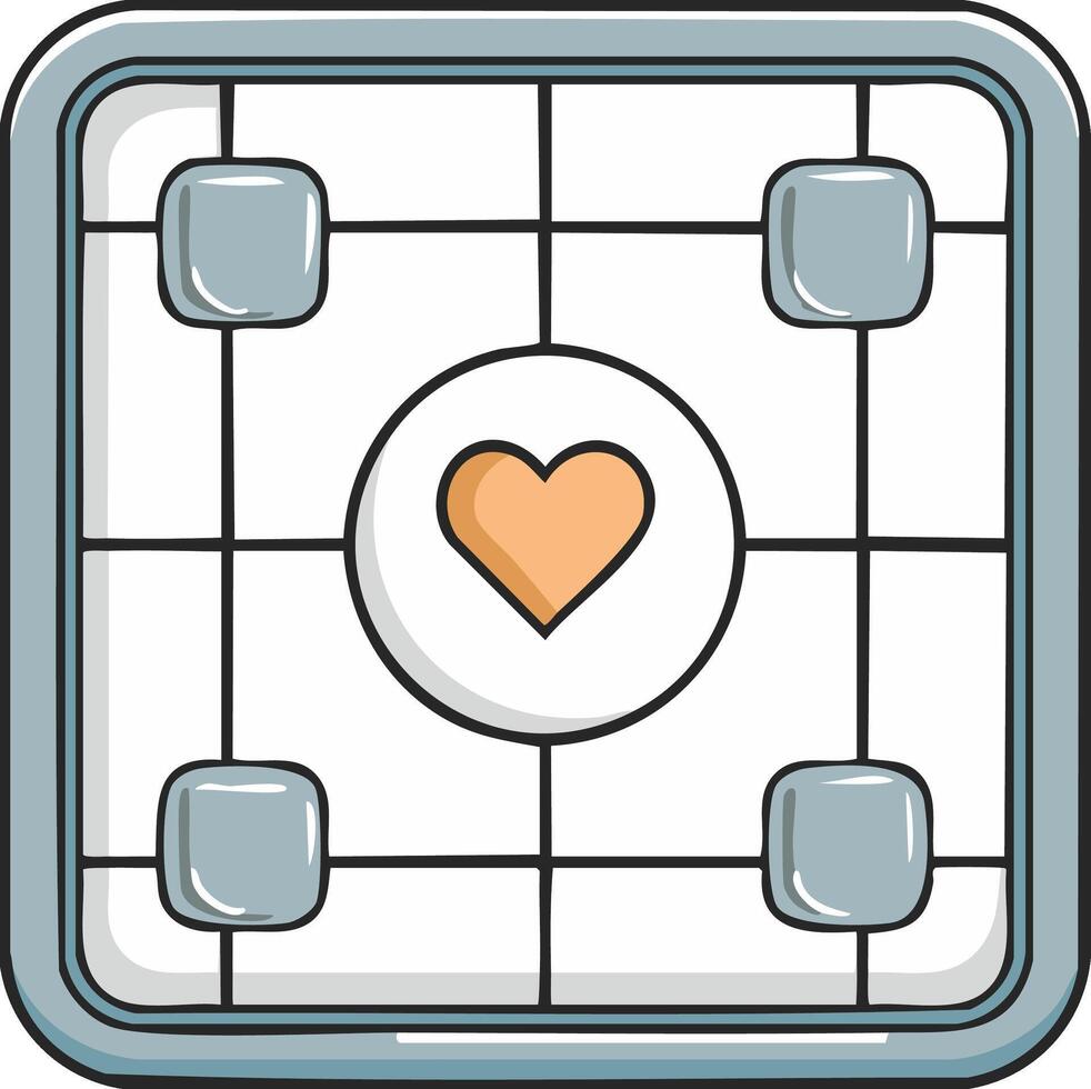 Illustration of a Grid with Heart Shape in Circle Element Symbolizing Love vector