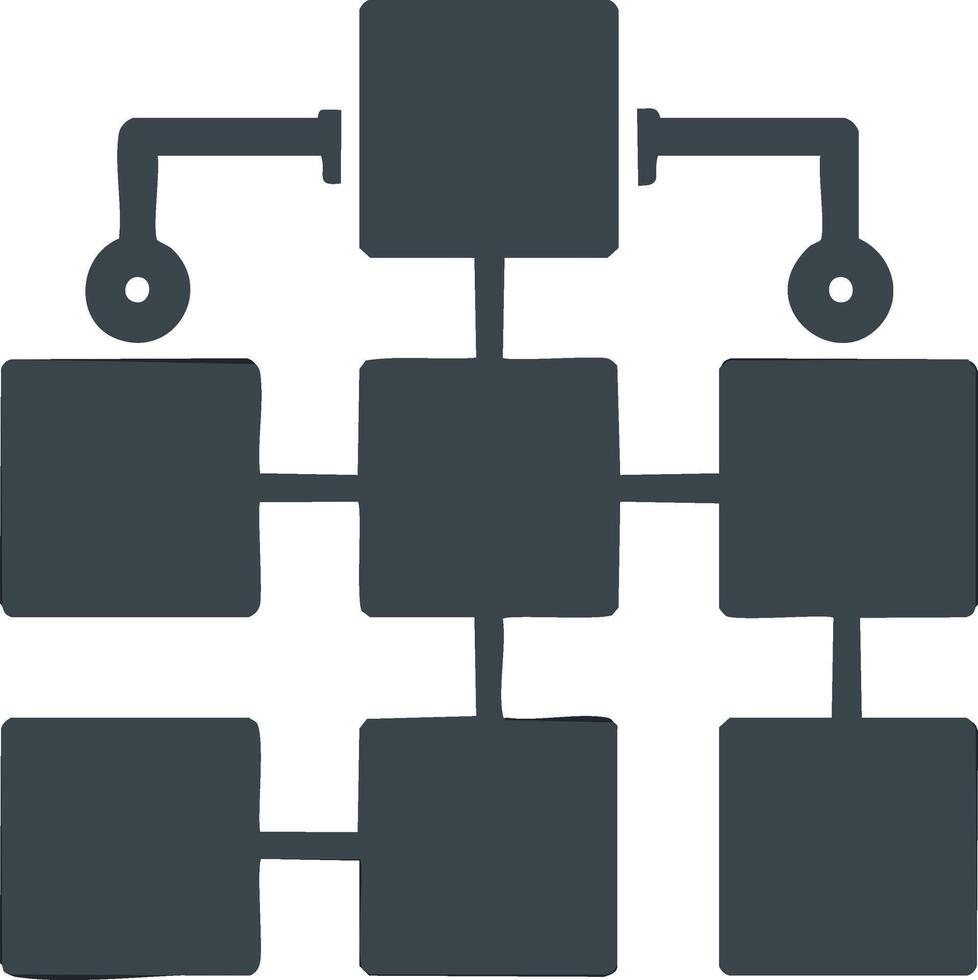 Hand-drawn organizational chart with connected squares representing hierarchy and process vector