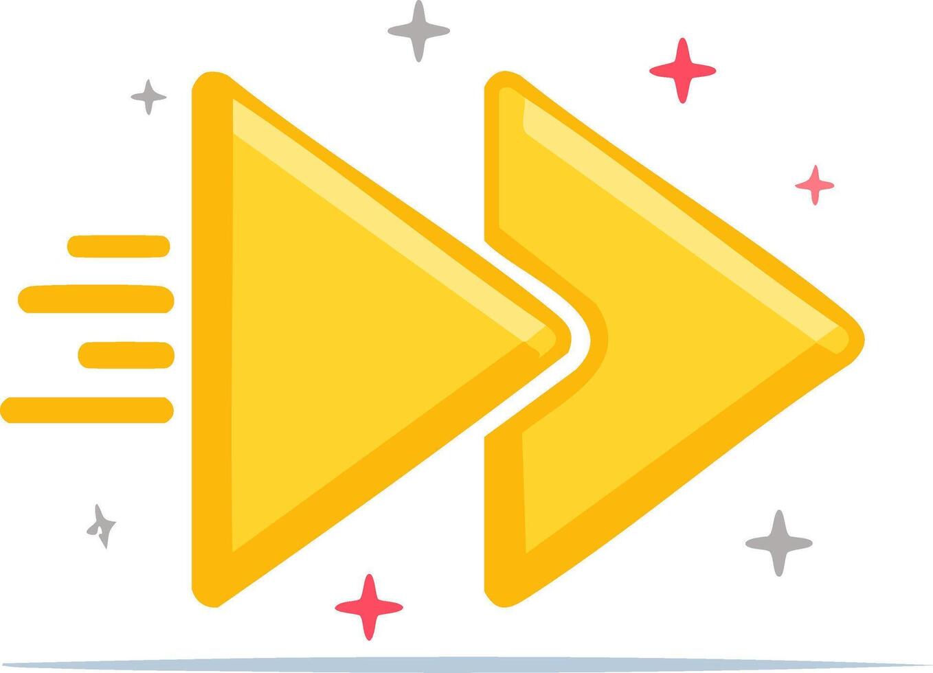 Fast Forward Button Symbol with Motion Lines and Sparkles vector