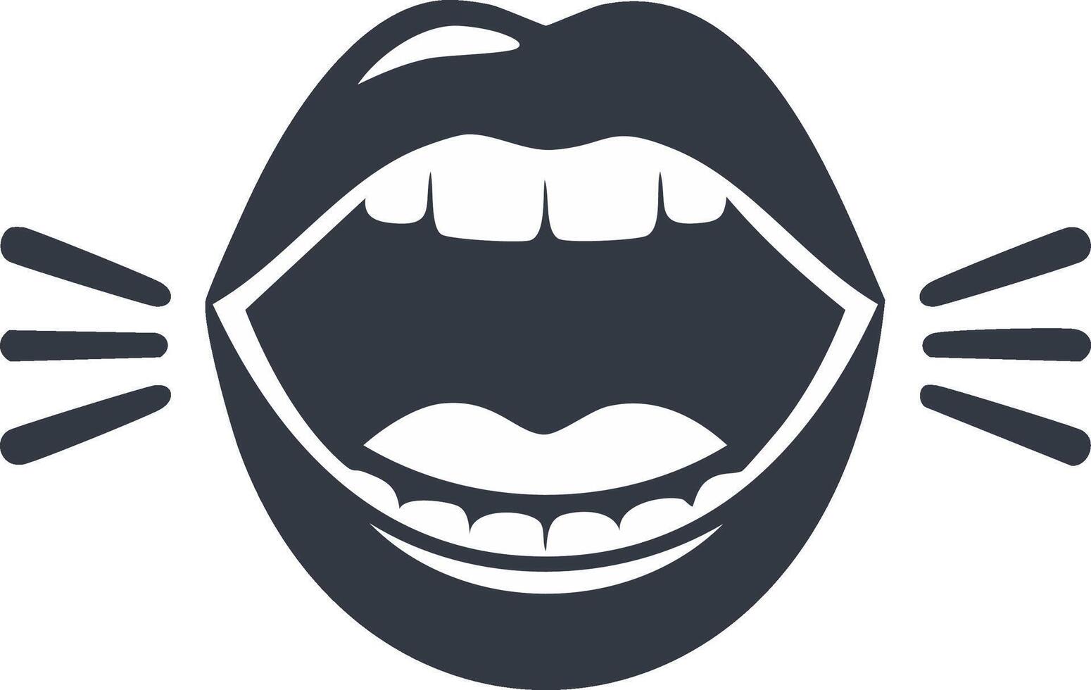 Illustration of Wide Open Mouth Speaking or Shouting with Lines Emanating from the Side vector