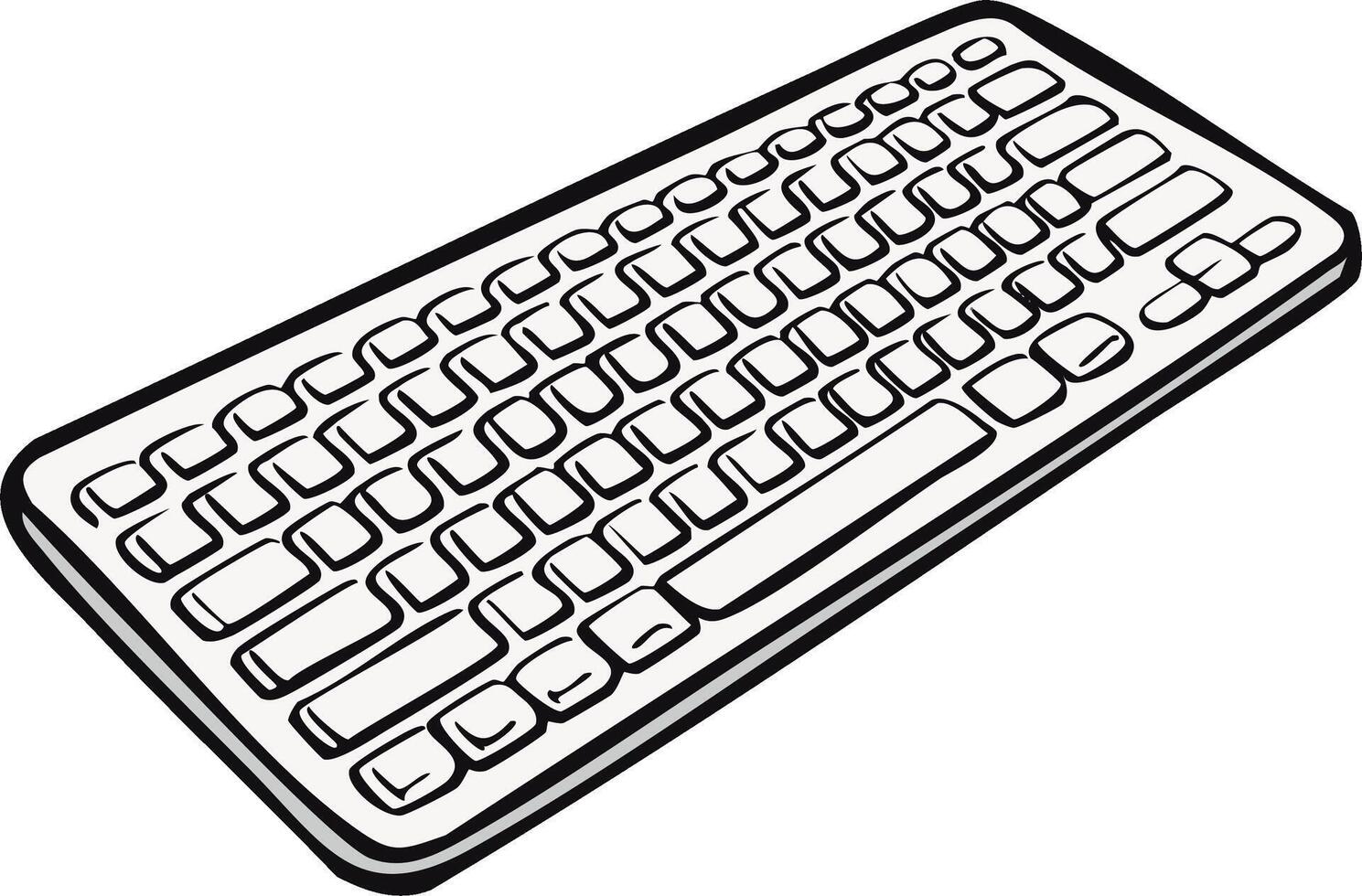 Hand drawn illustration of a modern computer keyboard with blank keys vector