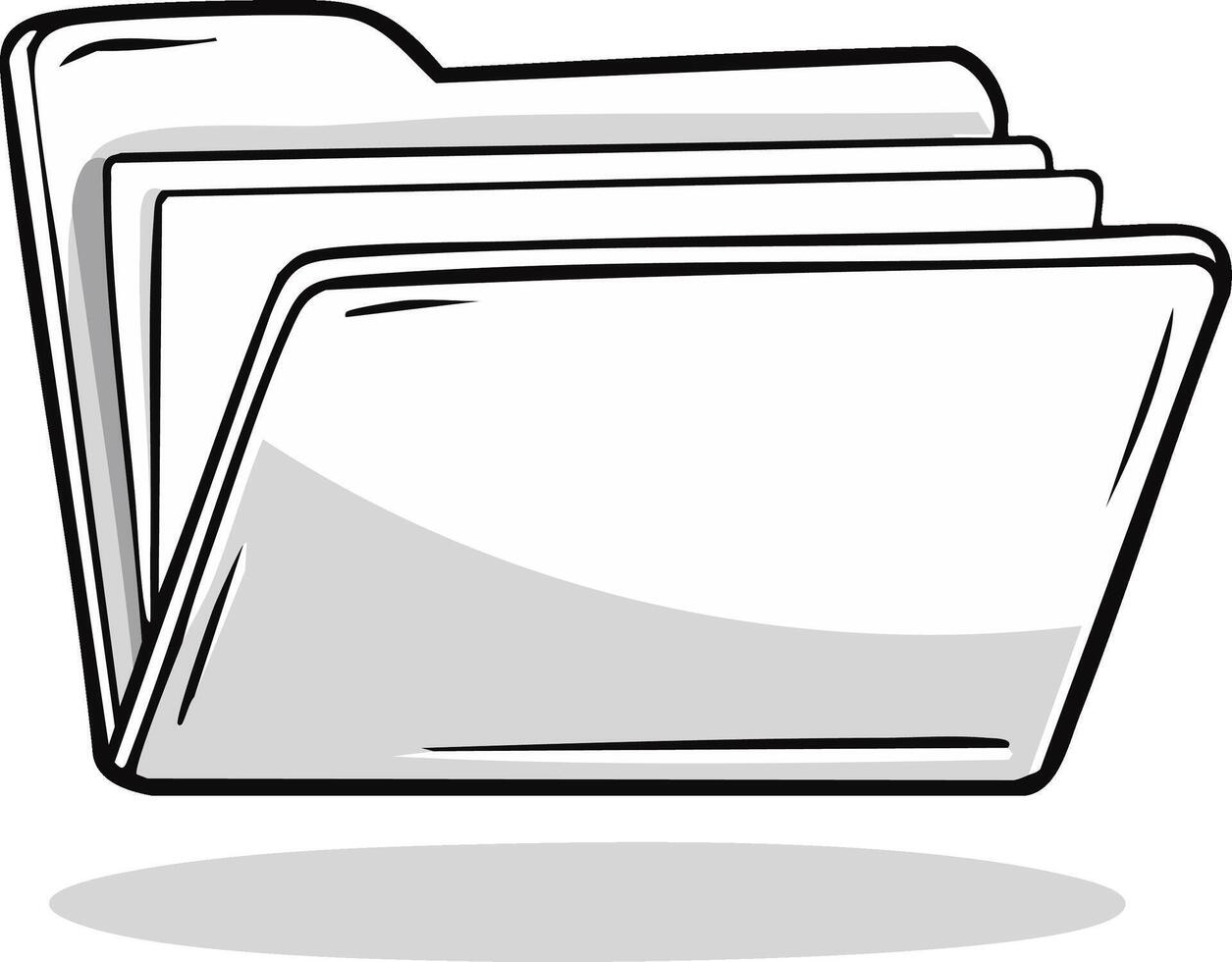 Hand drawn file folder illustration with documents for data storage and organization concept vector