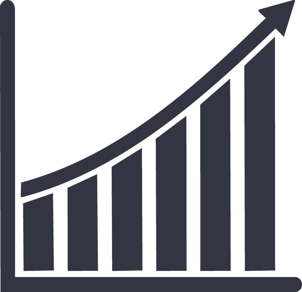 Growing Business Graph Chart with Upward Trend Arrow Progress Indicator vector