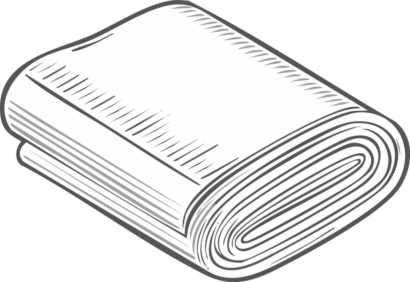 Simple line art drawing of a neatly folded blanket or towel with shading vector