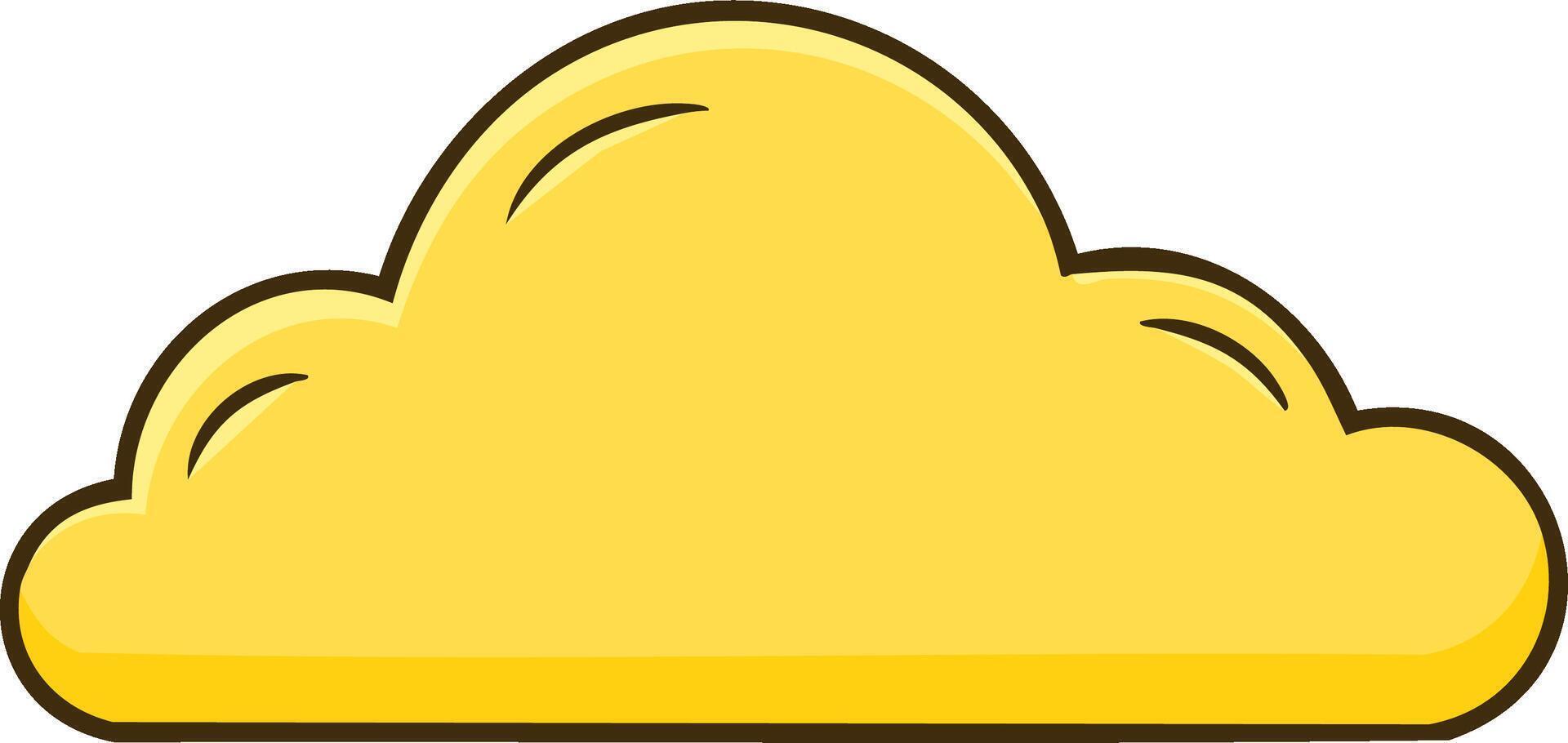 Cartoon Cloud Illustration with Rounded Shape Yellow Color and Brown Outline for Weather or Cloud Computing Themes vector