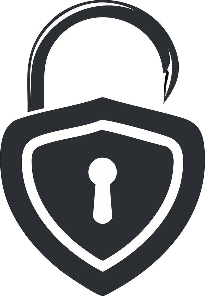 Open Shield Lock Icon Simple Security Symbol for Data Protection and Privacy Concept vector