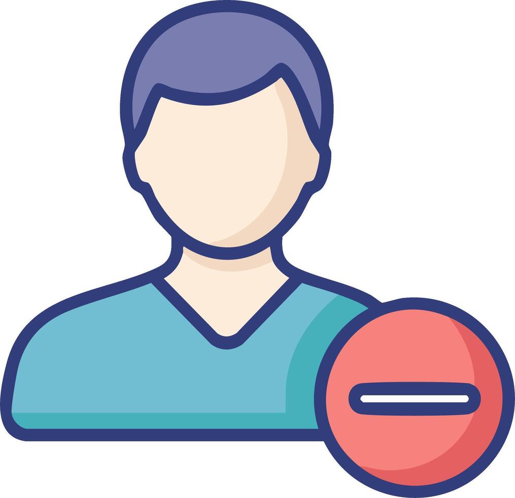 Deactivate account icon displays user profile next to a delete symbol notification in red vector