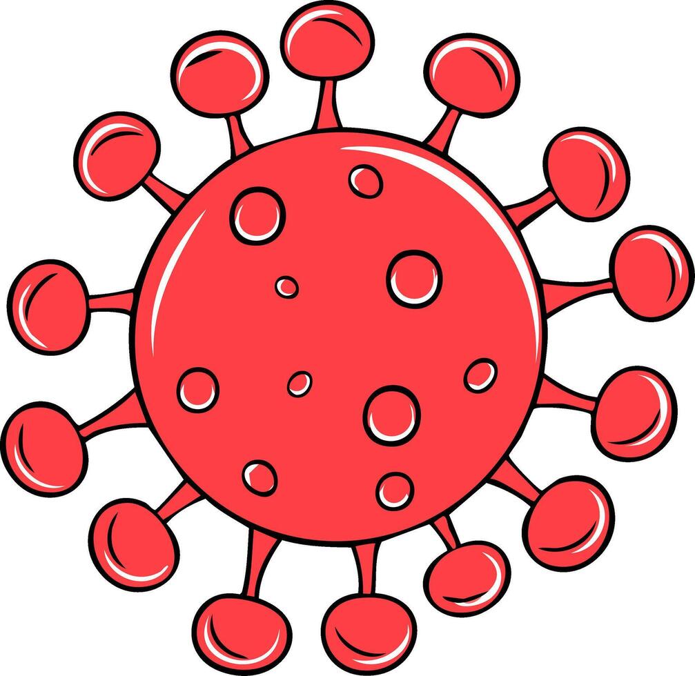 Stylized Red Coronavirus Particle with Spikes and Circles vector
