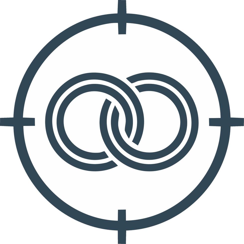 Targeting Connection Interlocked Rings within a Crosshair Circle Icon vector