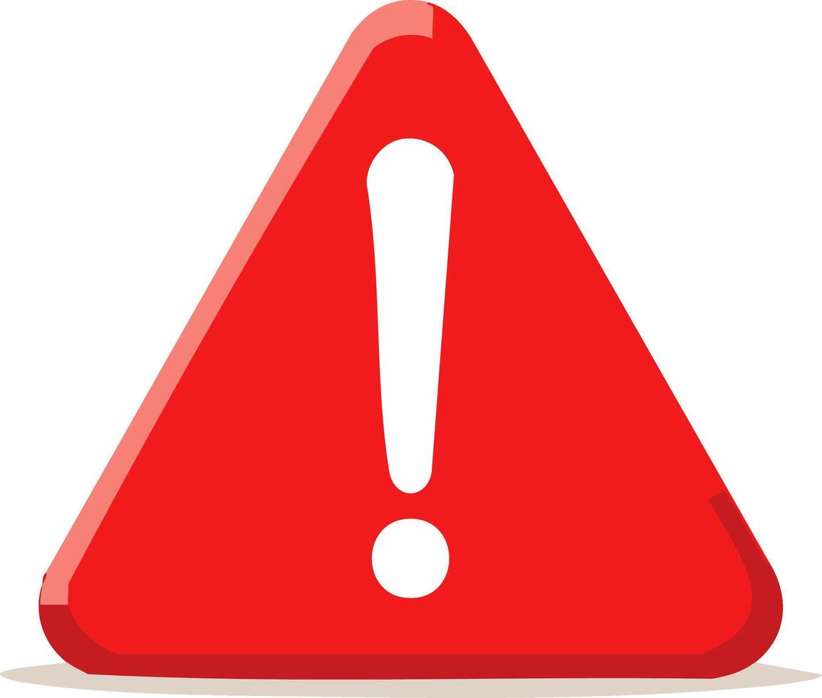 Bright Red Warning Triangle with Exclamation Mark Symbol for Danger, Caution, and Important Alert vector