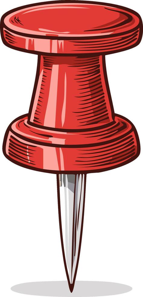Red Pushpin with Sharp Metal Point and Shadow vector