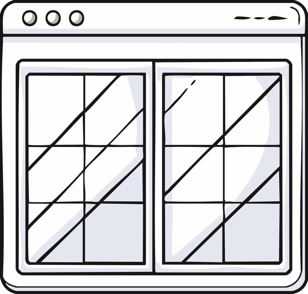 Hand drawn sketch of a browser window application user interface for web design or online content vector