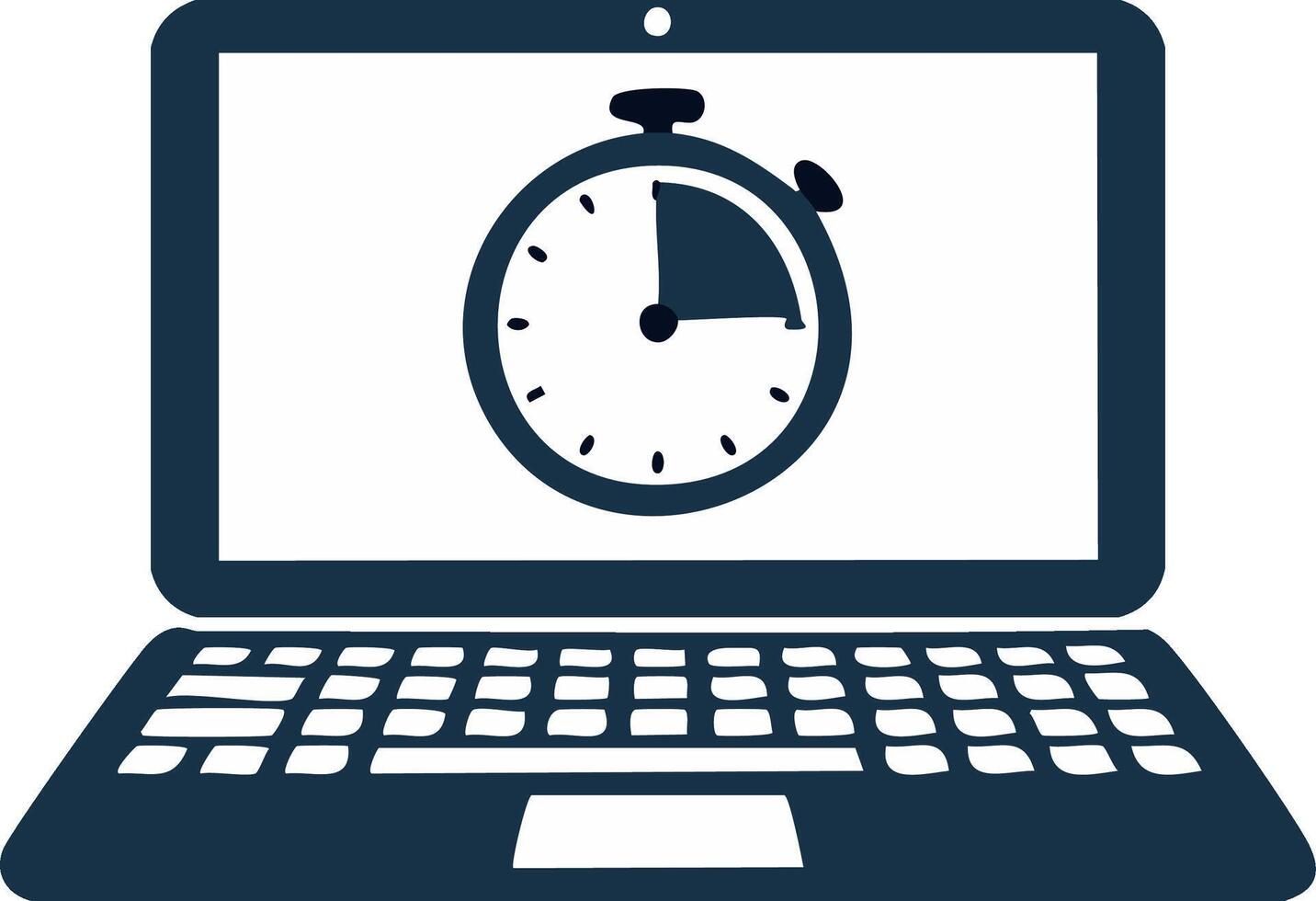 Online time management with a laptop computer and clock, deadline reminder application or task management on digital devices vector