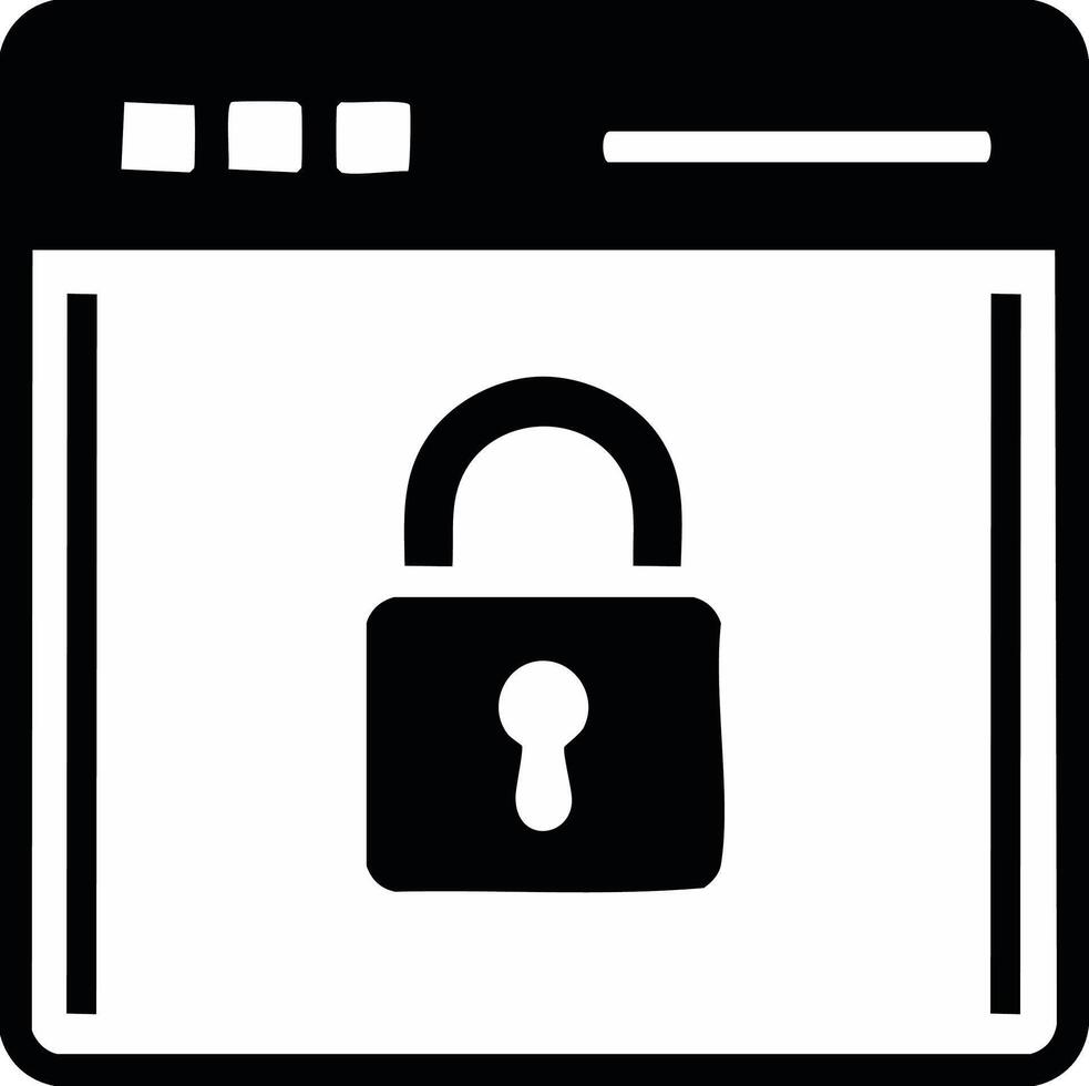 Secure Website Concept, Digital Padlock Icon in Browser Window, Data Protection vector