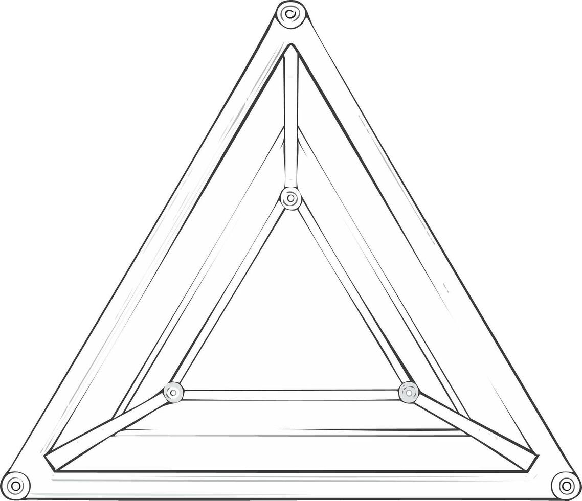 elaborar tridimensional triangular estructura, Ingenieria estructura con intrincado articulaciones y angular geométrico diseño, técnico ilustración vector