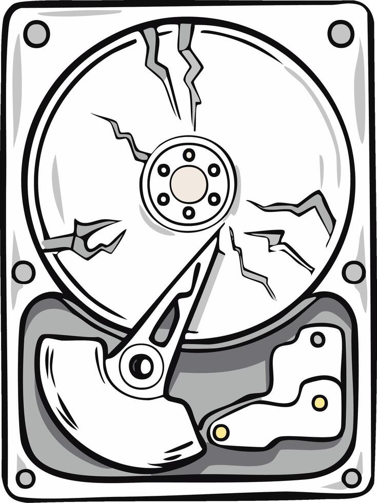 ilustrado roto difícil conducir con agrietado datos plato demostración computadora sistema error y mal funcionamiento vector