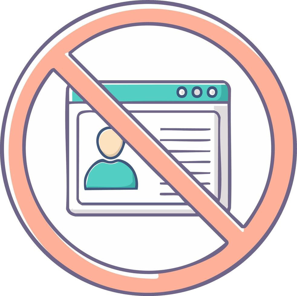 Prohibition of Person Profile Page on the Internet with a Red Circle vector