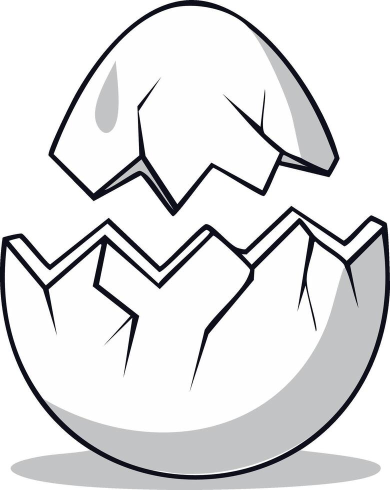 Illustration of a Broken Eggshell with Shadows, Symbolizing Hatching and New Beginnings vector