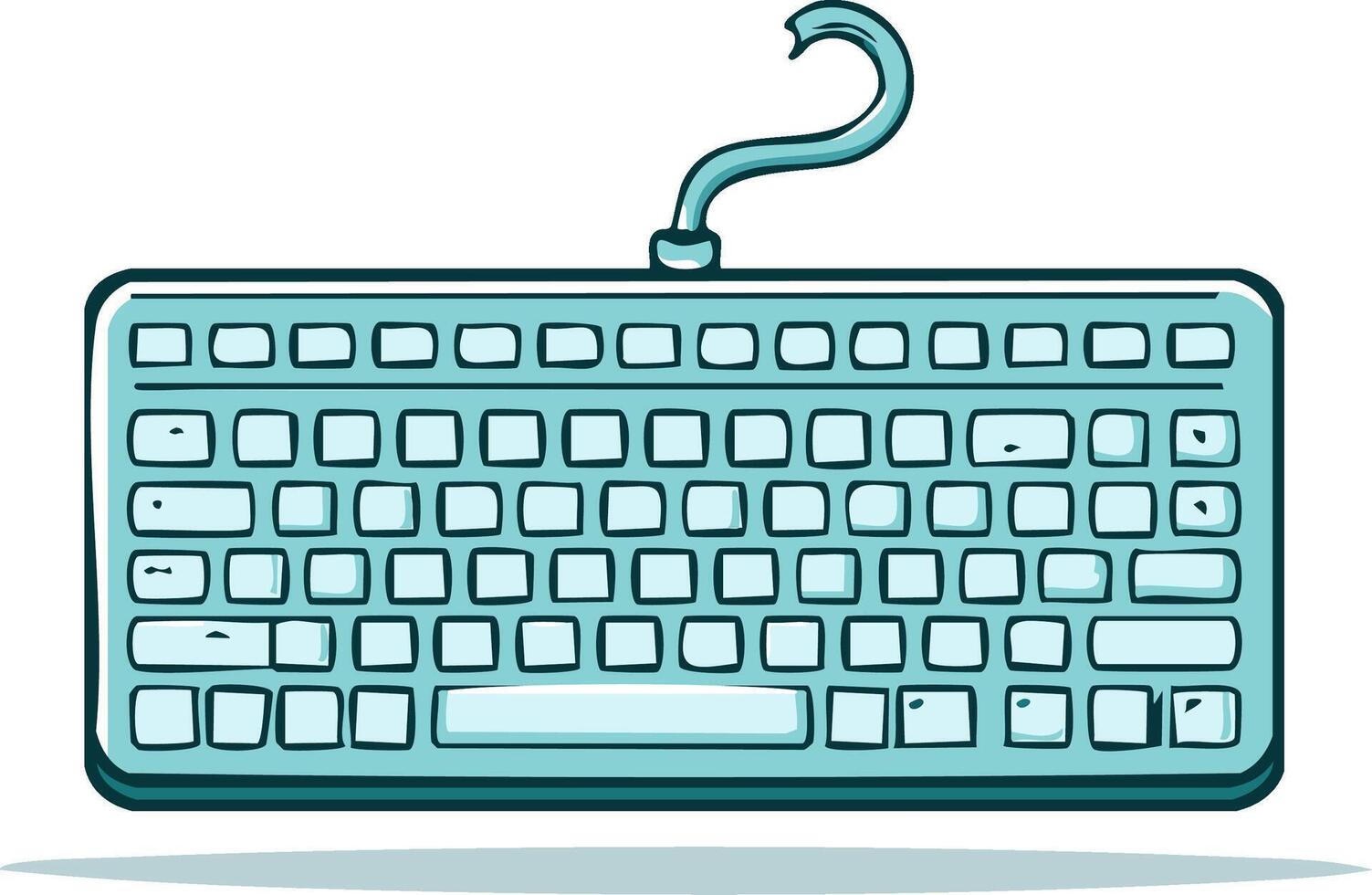 Computer keyboard with a question mark shaped cable symbolizing uncertainty or a query vector