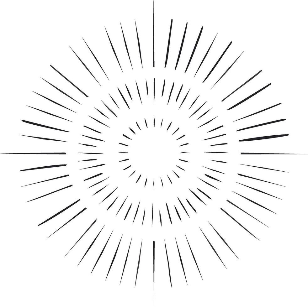 Starburst Line Art Design Element Burst Effect Minimalist Style Sunburst vector